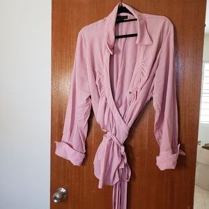 Pink wrap blouse